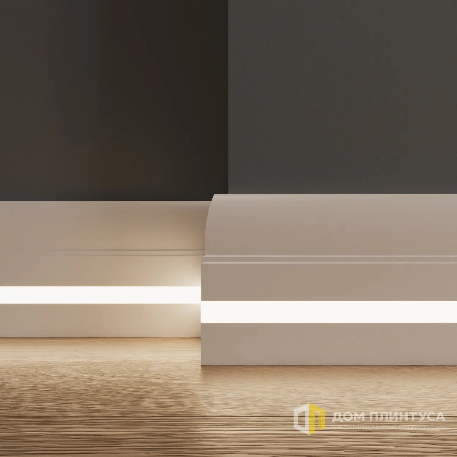 Плинтус под LED подсветку Грация в интерьере